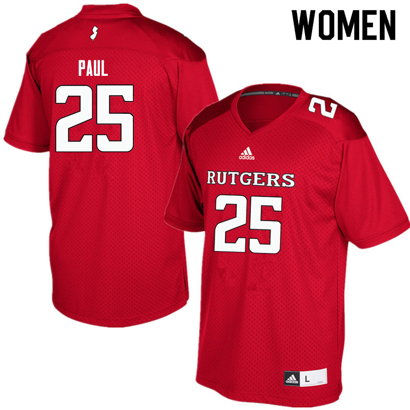 Women #25 Jarrett Paul Rutgers Scarlet Knights College Football Jerseys Sale-Red - Click Image to Close
